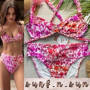 PilyQ 🌸 PQ Swim 🌸 Halter Floral Underwire Bikini Top | High Rise Cheeky Bottom